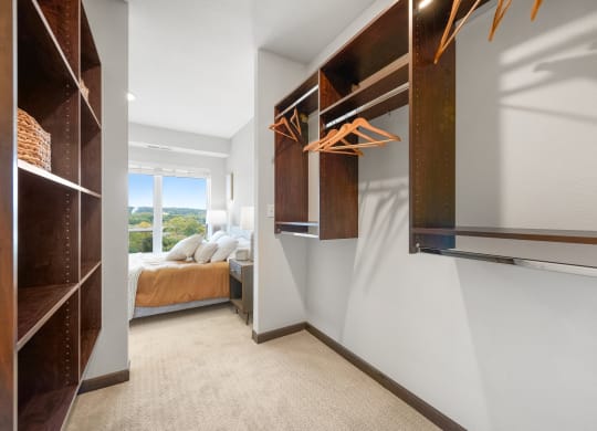 the closets in the master bedroom are spacious and organized