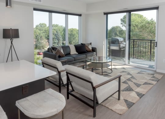 Spacious Living Area at The Exchange Apartments, Minnesota