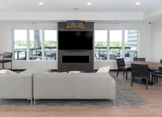 Resident Lounge With TV at The Exchange Apartments, New Brighton Minnesota