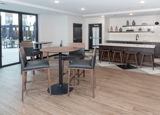Dining And Kitchen View at The Exchange Apartments, New Brighton, MN