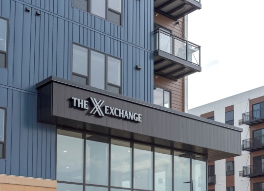 Outside Of A Building at The Exchange Apartments, New Brighton, MN