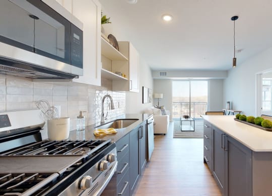 Modern Kitchen at The Exchange Apartments, Minnesota