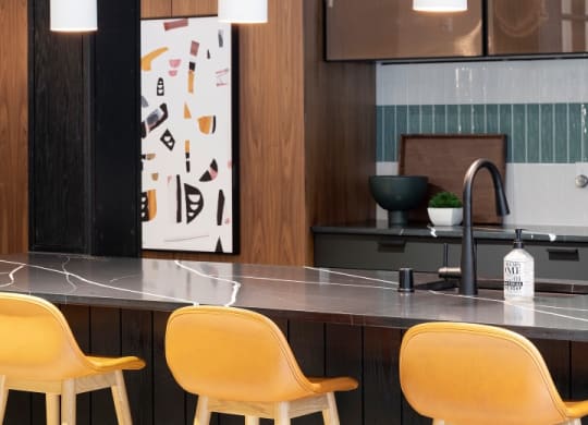Clubhouse Bar Seating at The Hill Apartments, Saint Paul, MN