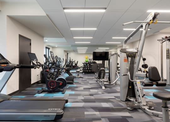 Spacious Fitness Center at The Hill Apartments, Saint Paul, MN