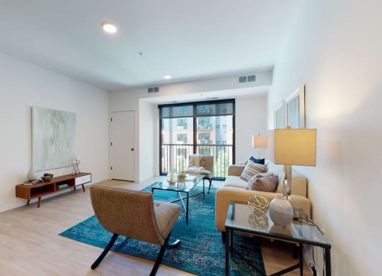 Model Living Room at The Hill Apartments, Saint Paul, MN, 55102