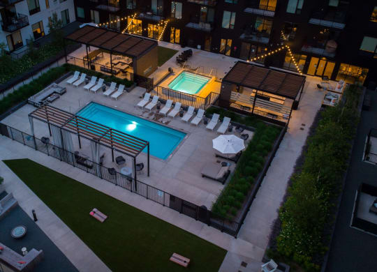 Aerial Pool View at The Mason, St. Paul, MN
