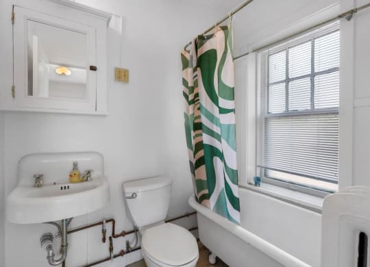 a bathroom with a sink toilet and bathtub