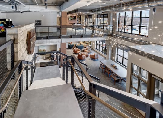 a view of the lobby from the second floor at The Yards and Backyards, Saint Paul, 55075