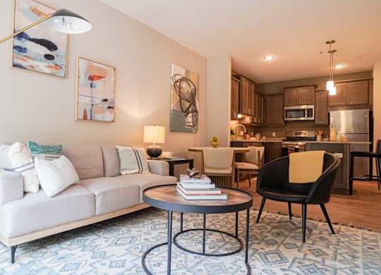 Living room decor with sofa at The Yards, South St. Paul, MN