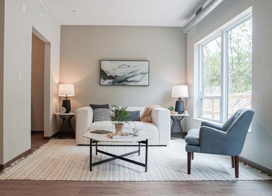Living room area at The Yards, South St. Paul, Minnesota