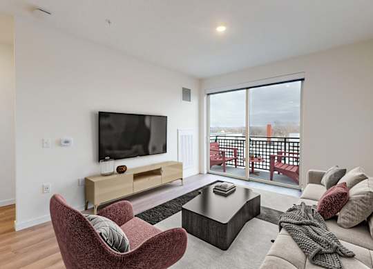 Living Room With Balcony at Tyler Street Stacks, Minneapolis, 55413