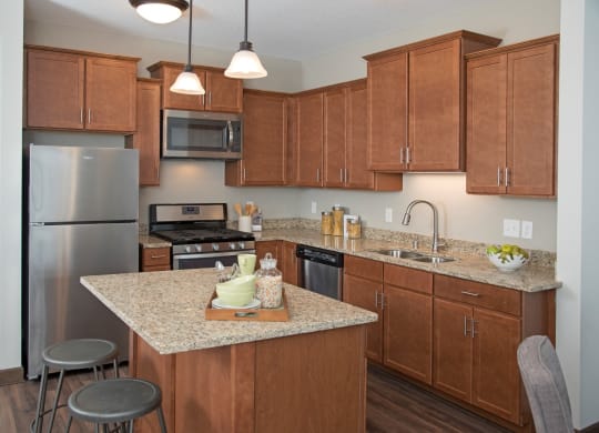 Kitchen with Ample Storage at Victoria Flats, Victoria, MN