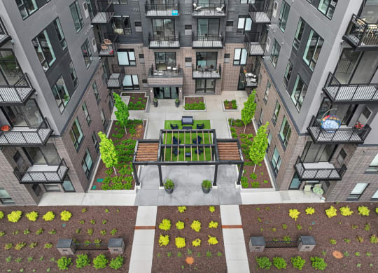 an aerial view of an apartment complex