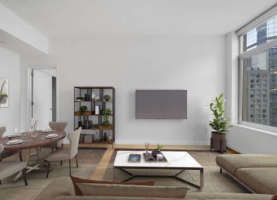 Bright Living Room at MARC Apartments, New York, 10019