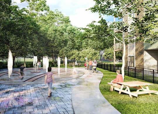 Rendering of Splash pad at Southcliff Apartments