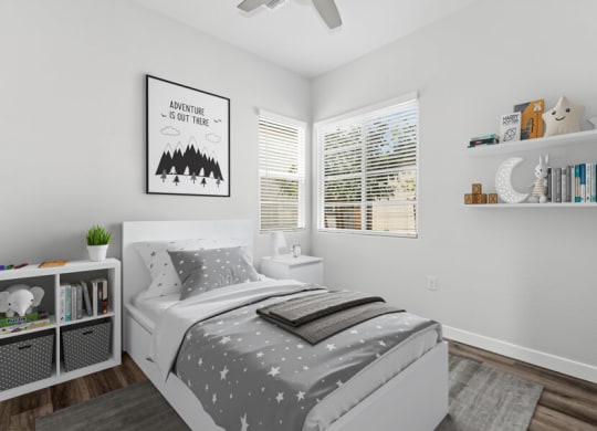 Bedroom with cozy bed at Baseline on 16, Phoenix, Arizona