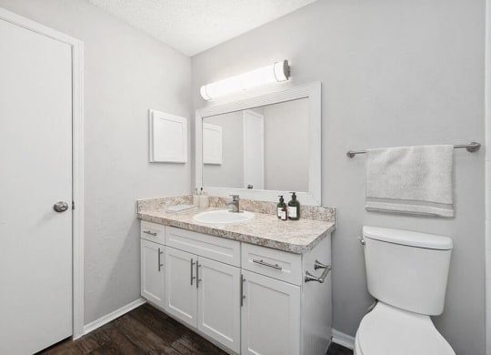 an empty bathroom with a toilet and a sink at Heatherstone, Dallas, 75287