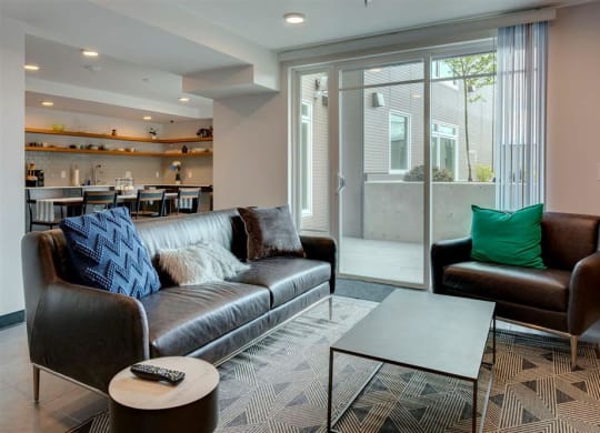 a living room with a couch and a coffee table