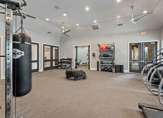 A Gym with a Punching Bag at Citadel at Westpointe Apartments, Texas, 78245