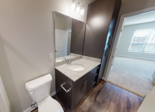 Bathroom with sink, toilet, shower and tub