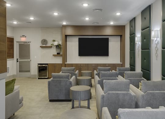 Movie theater with seating and TV