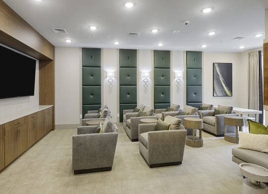 Movie theater with seating and TV