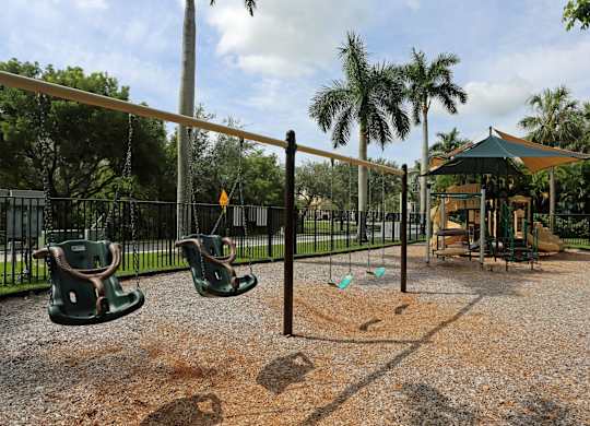 A playground with swings.