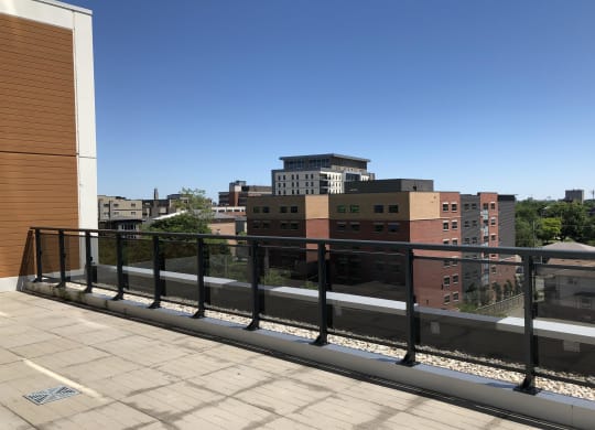 the view of the city from the balcony