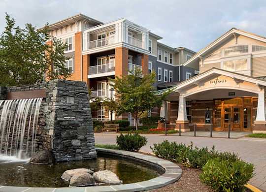 a fountain in front of a building