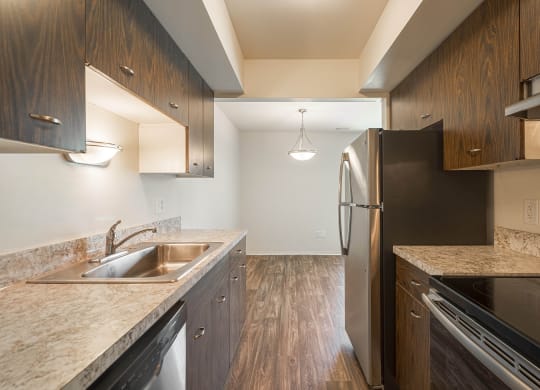 Updated and spacious kitchen at Knottingham Apartments in Clinton Township, MI