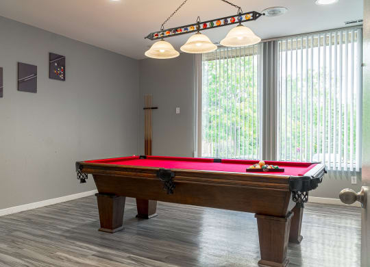 Billiards Room in Resident Clubhouseat Franklin River Apartments, Southfield, 48034