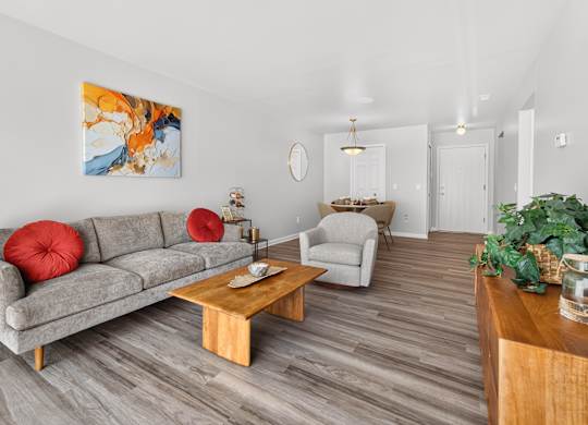 Spacious Living and Dining Room at Lakeside Village Apartments in Clinton Township, MI