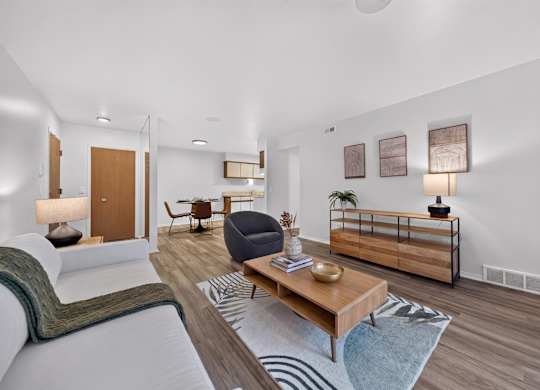 Spacious Living Room at Lakeside Village Apartments in Clinton Township, MI
