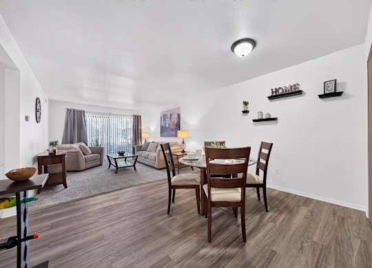 Spacious dining and living area at Eastwood Village Apartments in Clinton Township, MI.