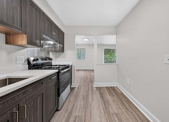 Cozy kitchen at Franklin River Apartments in Southfield, MI.