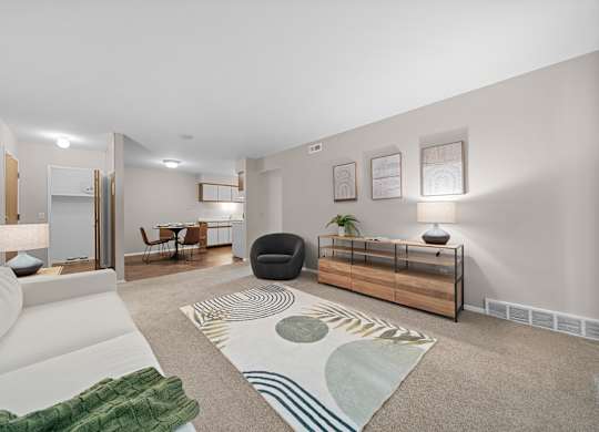 Open concept Living-Dining at Lakeside Village in Clinton Township