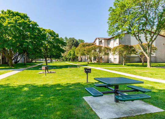 Court yard view at Woodland Villa Apartments, Westland, MI