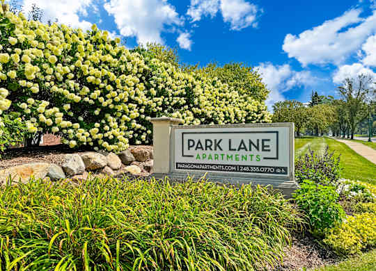 Signage at Park Lane Apartments, Southfield