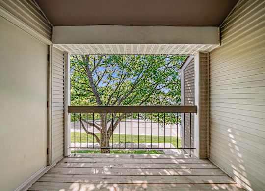 Balcony with view at Park Lane Apartments, Southfield, MI, 48033