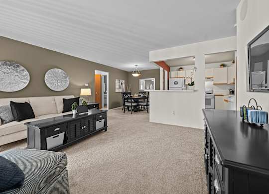 Furnished living room at Park Lane Apartments, Southfield, MI, 48033
