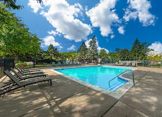 Swimming Pool Area at Park Lane Apartments, Southfield, MI, 48033