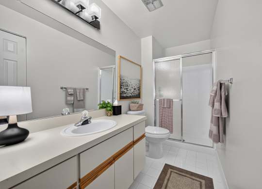 Spacious bathroom with ample storage at Park Lane Apartments in Southfield, MI.