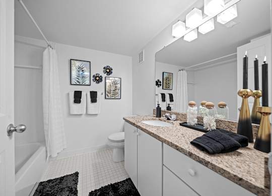 Posh Bathrooms at Prentiss Pointe Apartments in Harrison Township