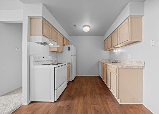 Large kitchen and dining room at Prentiss Pointe Apartments in Harrison Township, MI