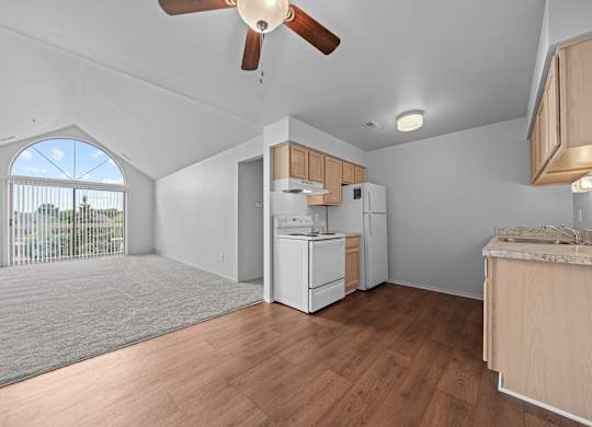 Cathedral ceilings at Prentiss Pointe Apartments in Harrison Township, MI