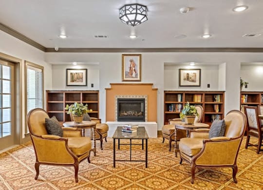 Fireplace Sitting at Mariposa at Harris Road Arlington 55+ Apartments, Arlington