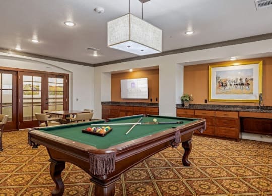 Billiards Tableat Mariposa at Harris Road Arlington 55+ Apartments, Arlington Texas