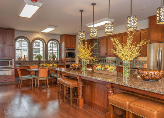 Clubhouse Kitchen at Mariposa at Clear Creek Webster 55+ Apartments, Webster, TX 77598