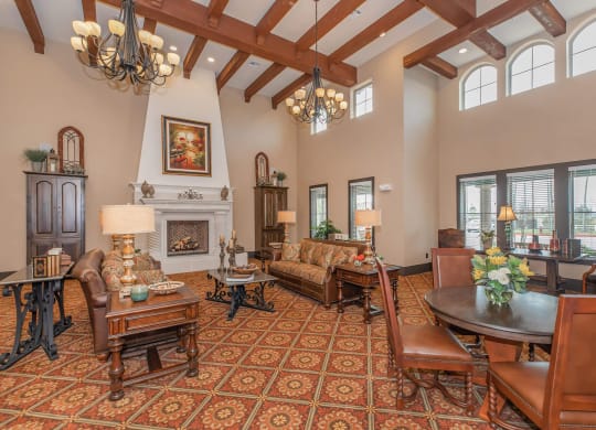 Clubhouse With Fireplace at Mariposa at Clear Creek Webster 55+ Apartments, Webster 