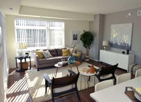 Living room area at 1500 Nicollet Apartment Homes, Minneapolis, MN, 55403